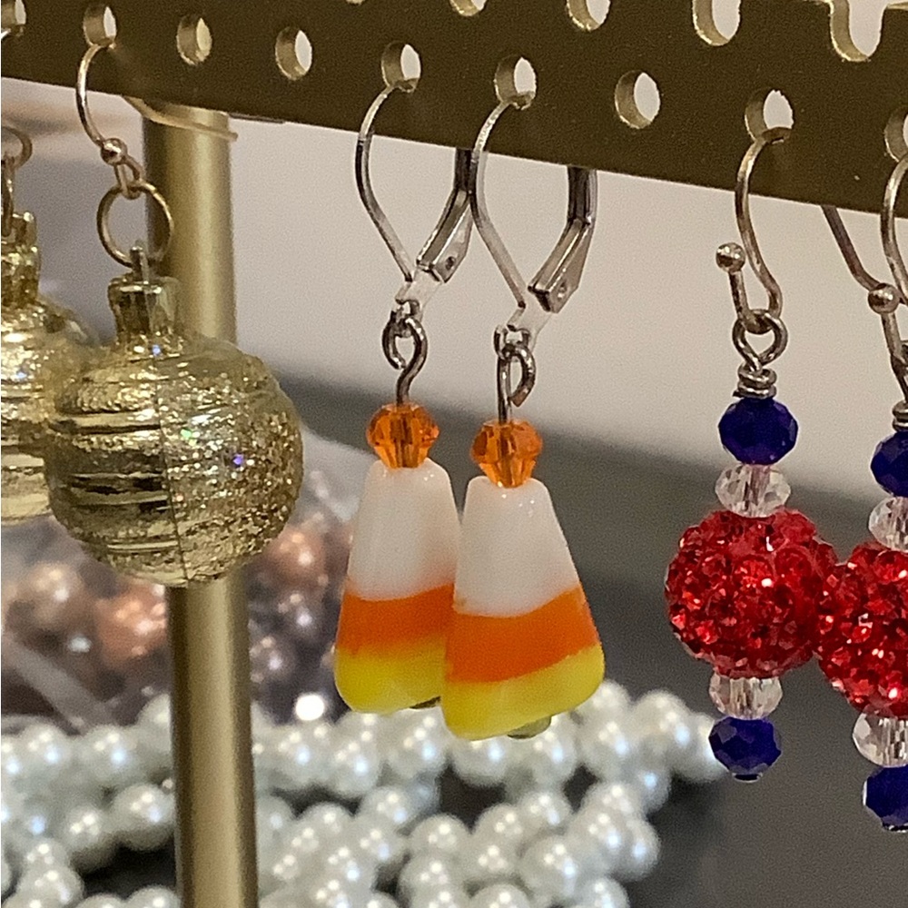 New, Handmade Candy Corn Dangle Earrings